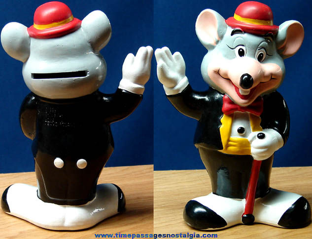 1993 Painted Chuck E. Cheese Arcade Pizza Restaurant Advertising Coin Bank