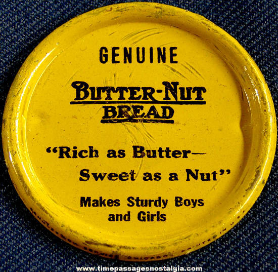 Old Butter Nut Bread Advertising Premium Tin Clicker