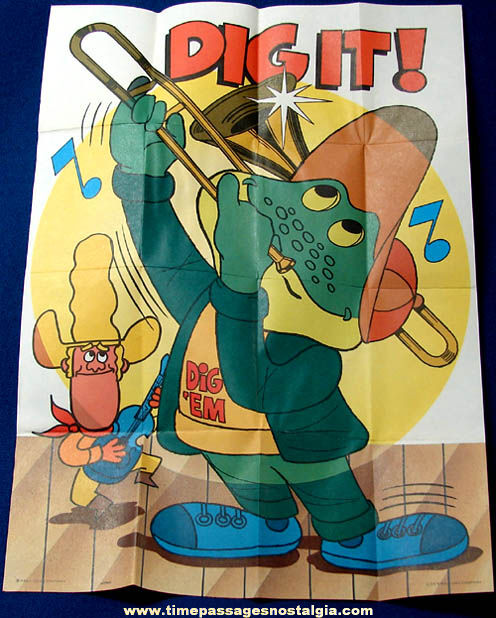 Unused 1978 Kellogg’s Cereal Dig’em Frog Advertising Character Cereal Prize Poster