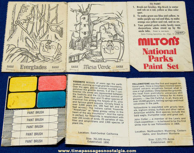 Unused 1974 Kellogg’s Milton’s National Parks Paint Set Cereal Prize