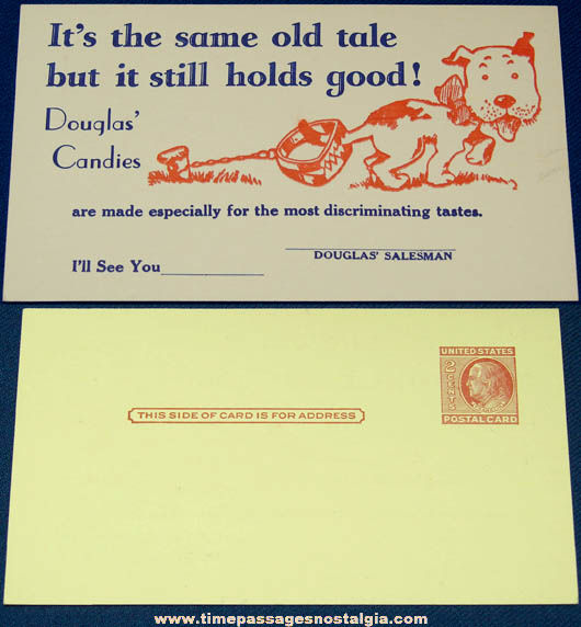 Old Unused Douglas Candy Advertising Salesman Post Card