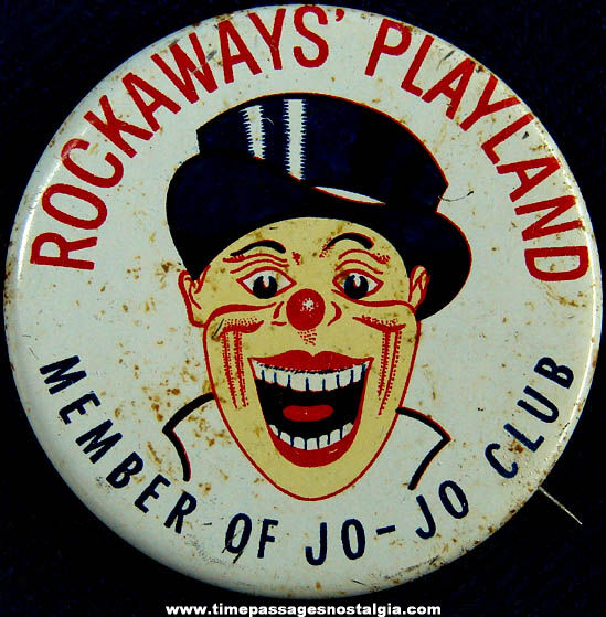 Old Rockaways’ Playland Amusement Park Advertising Souvenir Tin Pin Back Button