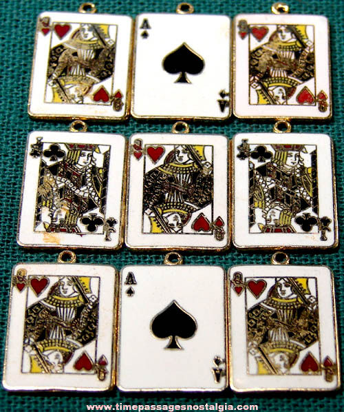 (9) Enameled Metal Playing Card Charms