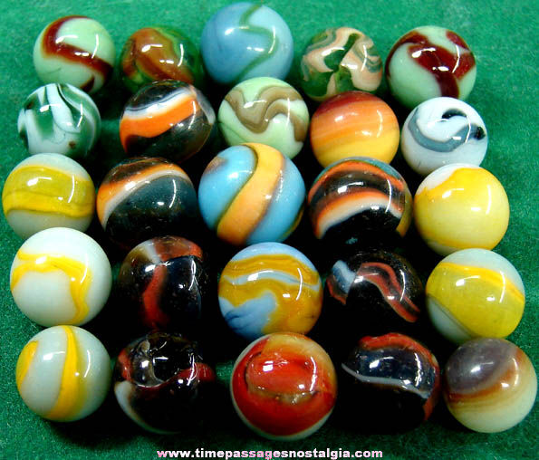 (25) Colorful Old Machine Made Glass Marbles