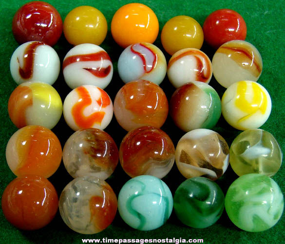 (25) Colorful Old Machine Made Glass Marbles