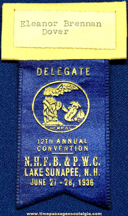 1936 National Federation of Business & Professional Womens Clubs Convention Ribbon Badge