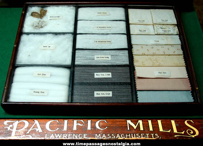 Antique Lawrence Massachusetts Pacific Mills Cotton Production Display