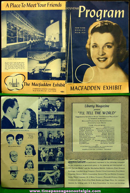1939 New York World’s Fair MacFadden Magazines & Theatre Exhibit Souvenir Program Booklet