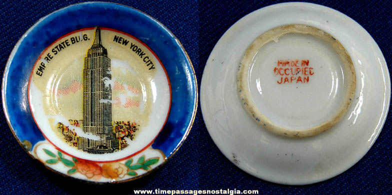 Old Miniature Occupied Japan Empire State Building Advertising Souvenir Plate