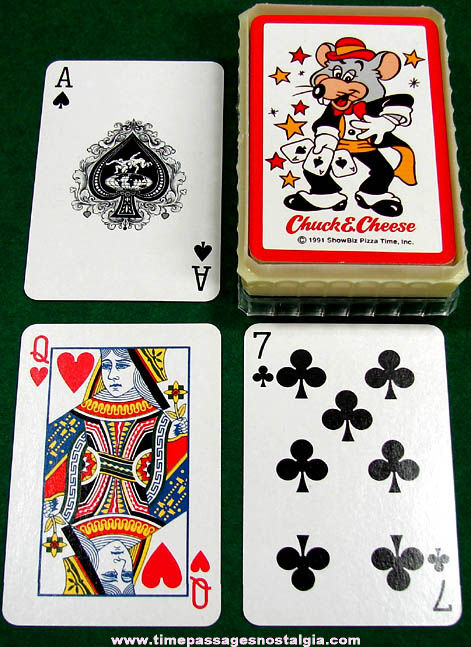 Boxed 1991 Chuck E. Cheese Arcade Pizza Restaurant Advertising Character Playing Card Deck