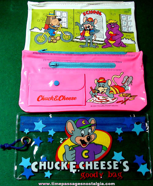 (3) Different Chuck E. Cheese Arcade Pizza Restaurant Advertising Pencil Bags
