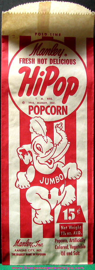 (2) Different Large Old Unused Popcorn Advertising Bags