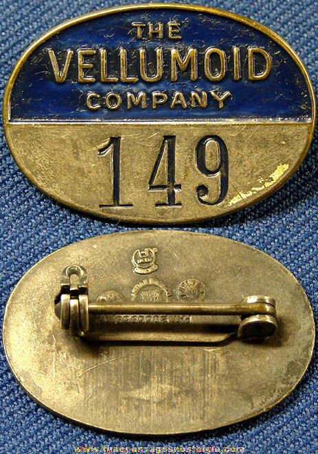 Old Metal Vellumoid Company Advertising Employee Badge - TPNC