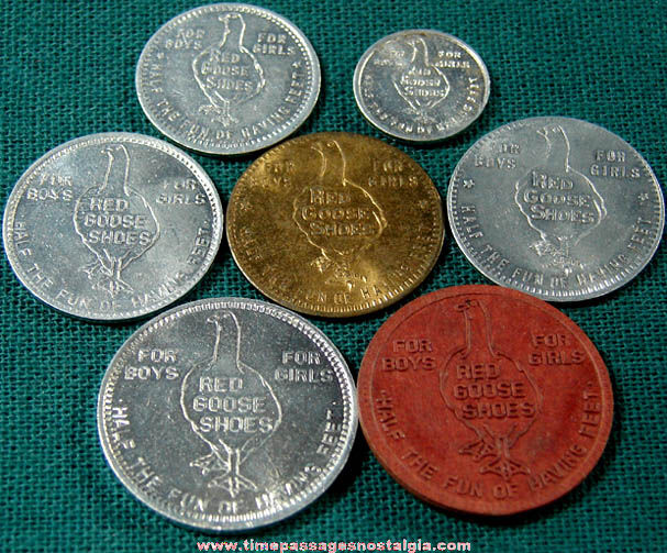 (7) Old Red Goose Shoes Advertising Premium Token Coins