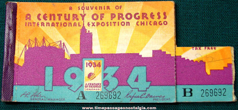 1934 Century of Progress International Exposition World’s Fair Ticket Booklet