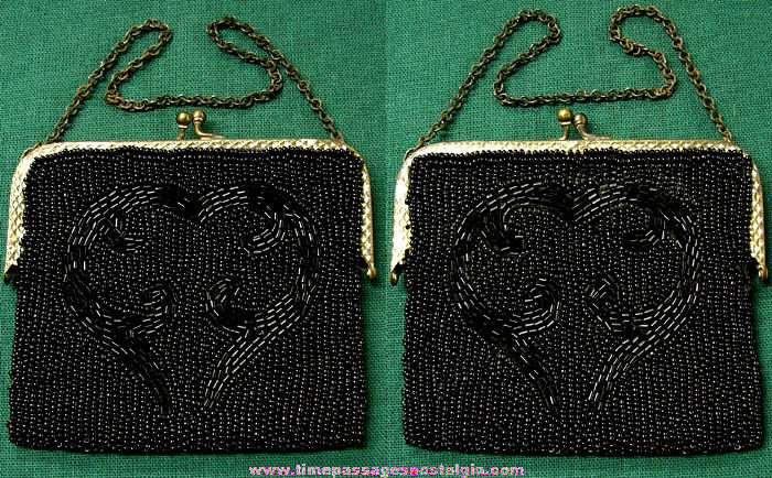 Old Black Beaded Ladies Purse