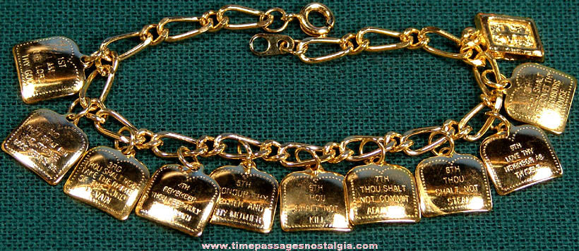 Christian or Catholic Ten Commandments Religious Charm Bracelet