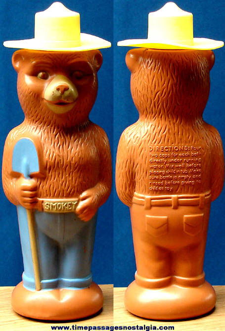 1960s Smokey Bear Character Soaky Bubble Bath Bottle