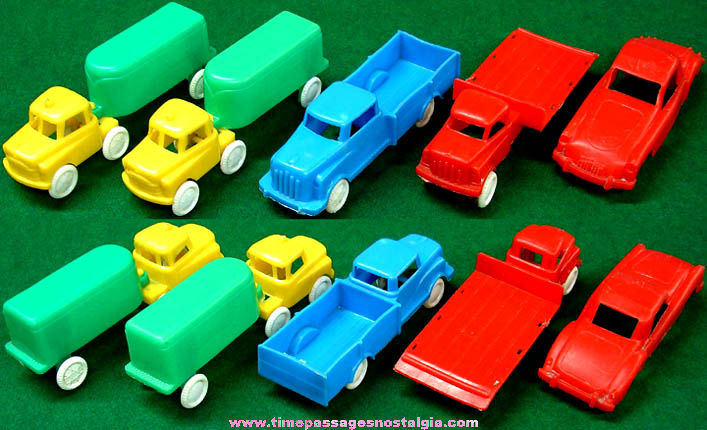 (5) Colorful Old Plastic Wannatoy Toy Trucks & Car
