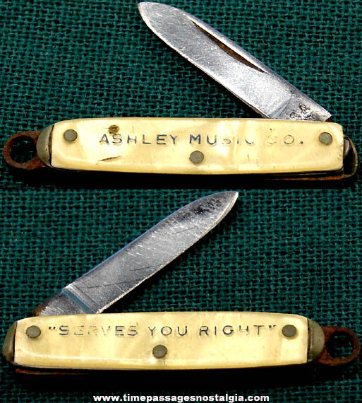 Old Miniature Music Advertising Premium Pocket Knife Charm