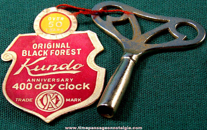 Old Kundo Black Forest 400 Day Clock Key With Advertising Tag