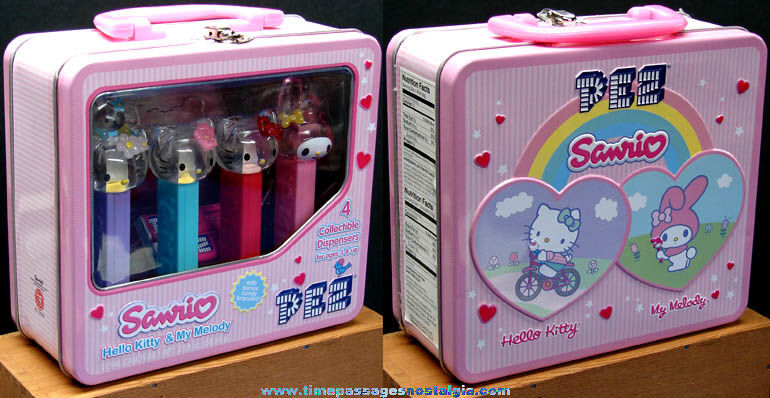 2006 Hello Kitty Character PEZ Lunch Box with Candy Dispensers