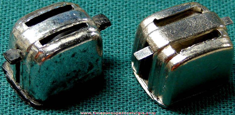(2) Different Old Mechanical Doll House Miniature Toy Toasters