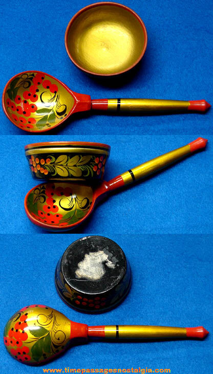 (2) Different Colorful Old Lacquerware Items