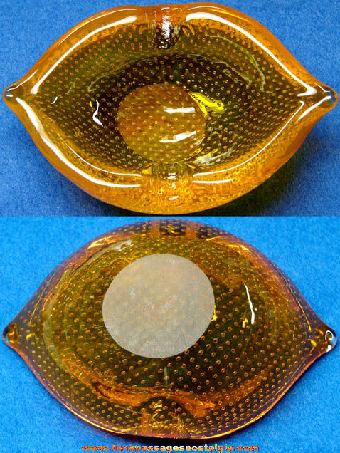 Colorful Old Orange Art Glass Cigarette Ash Tray Paper Weight