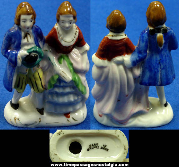 Colorful Old Victorian Couple Occupied Japan Porcelain Figurine