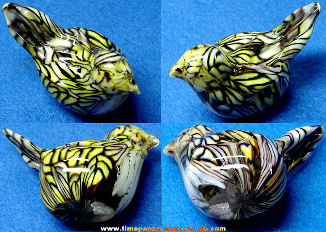 Colorful Old Art Glass Bird Paper Weight