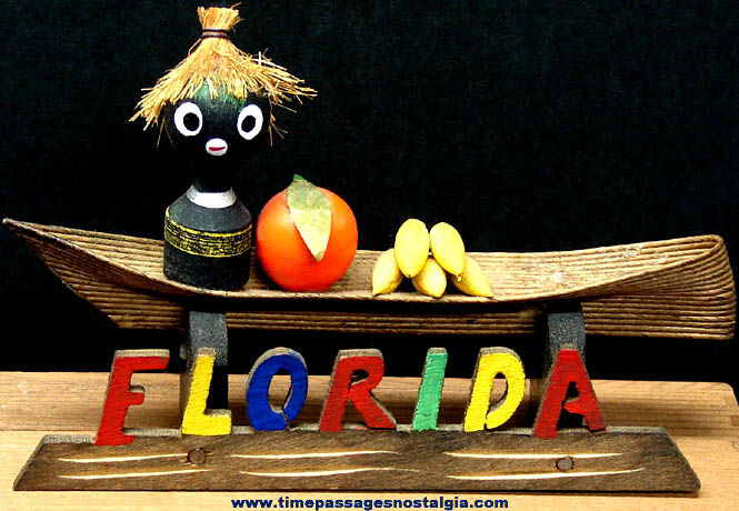 Old Wooden Black Memorabilia Florida Advertising Souvenir