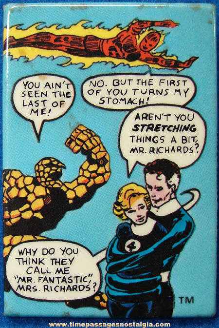 ©1986 Marvel Comics Fantastic Four Character Pin Back Button