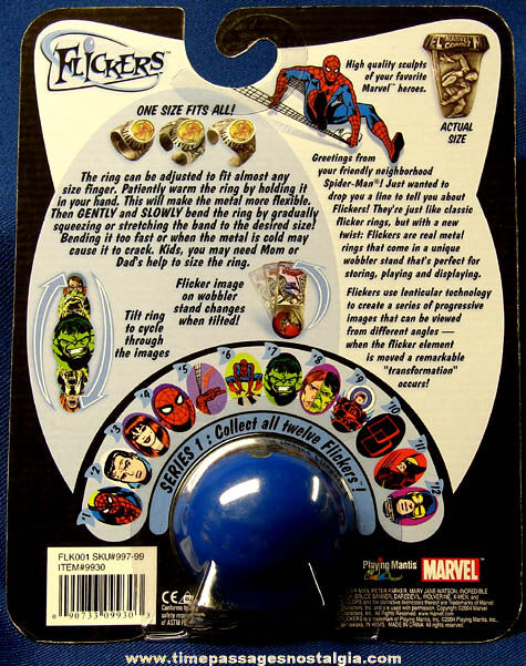 Unopened ©2004 Marvel Comics Spiderman Metal Flicker Toy Ring #3