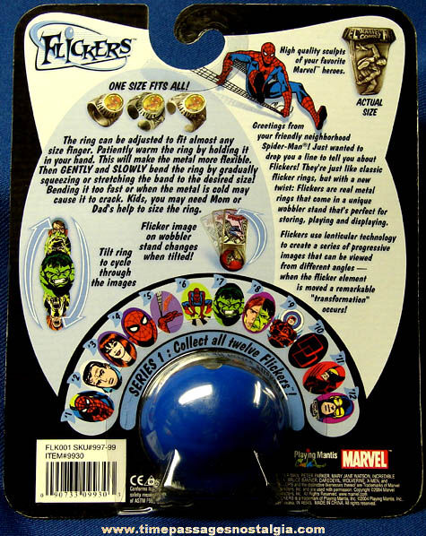 Unopened 2004 Marvel Comics Spiderman Metal Flicker Toy Ring #4