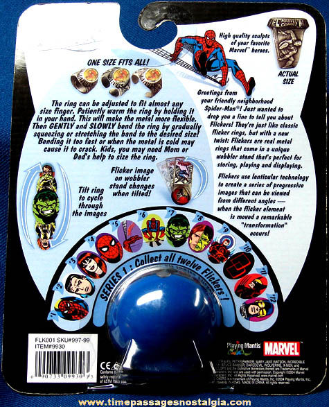 Unopened ©2004 Marvel Comics Spiderman Metal Flicker Toy Ring #6