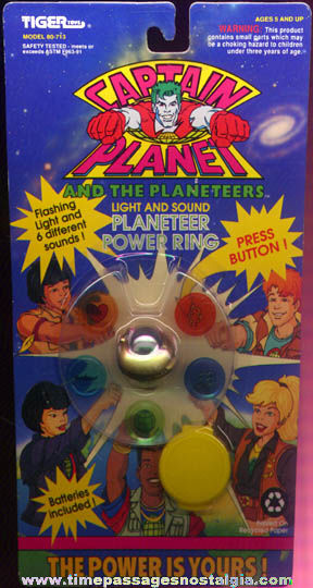 Unopened 1991 Captain Planet Light & Sound Power Toy Ring