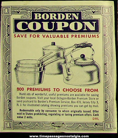 (25) Old Borden Milk Advertising Premium Coupons