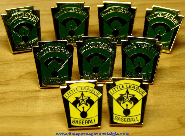 (9) Old Unused Little League Baseball Enameled Pins