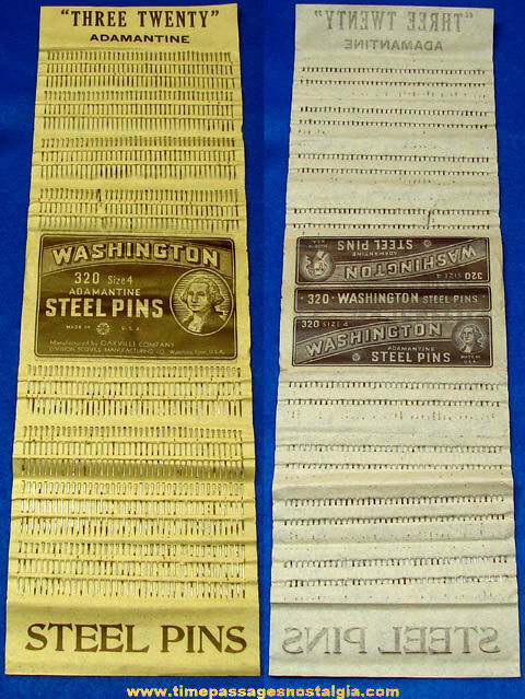 Old Unused Advertising Sheet of Washington Steel Pins