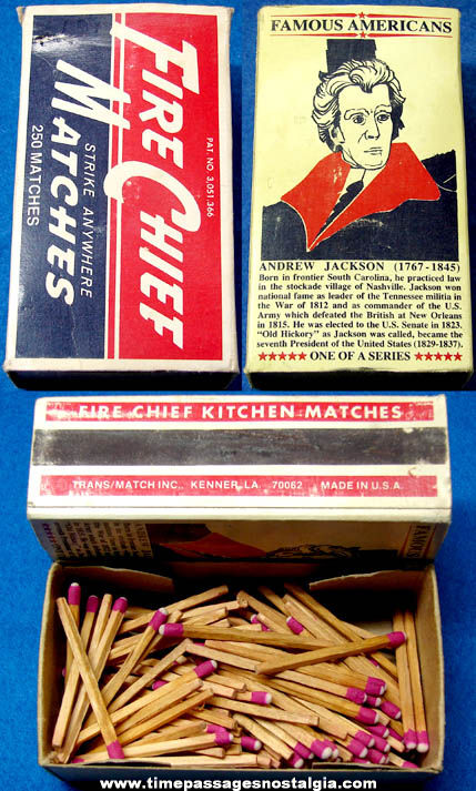 Old Fire Chief Kitchen Match Box With A Trading Card On The Back