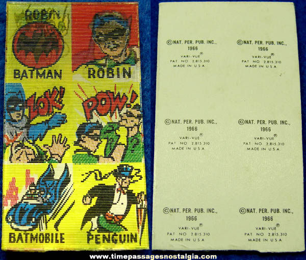 Uncut Set of (6) ©1966 Batman Character Gum Ball Machine Prize Flicker Key Chain Images