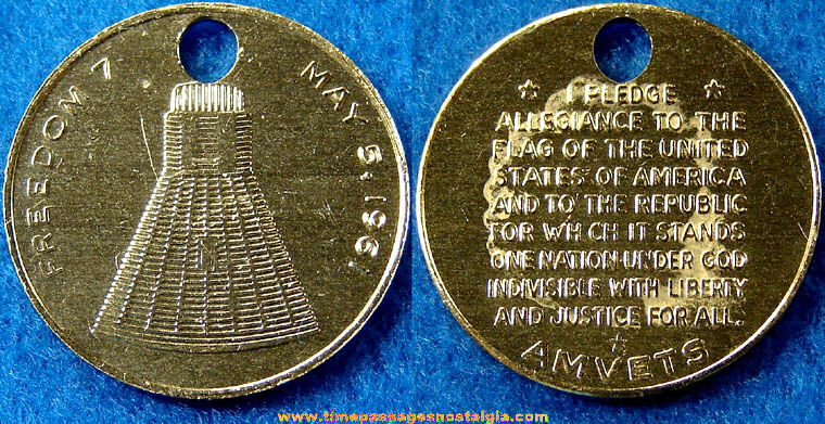1961 Freedom 7 Amvets Space Capsule Advertising Souvenir Token Coin Medallion