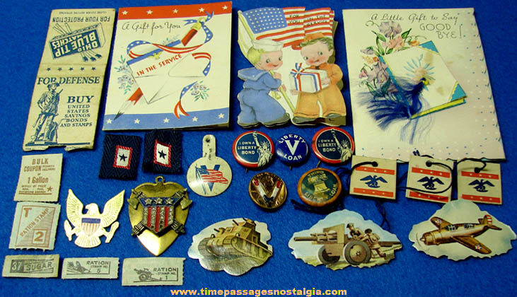 (25) Small World War II United States Homefront Patriotic Items
