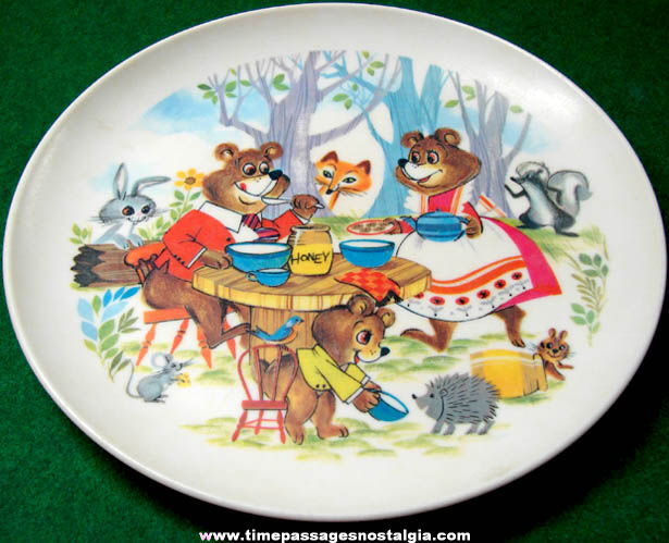 Colorful Old Three Bears Nusery Rhyme Character Childrens Dinner Plate