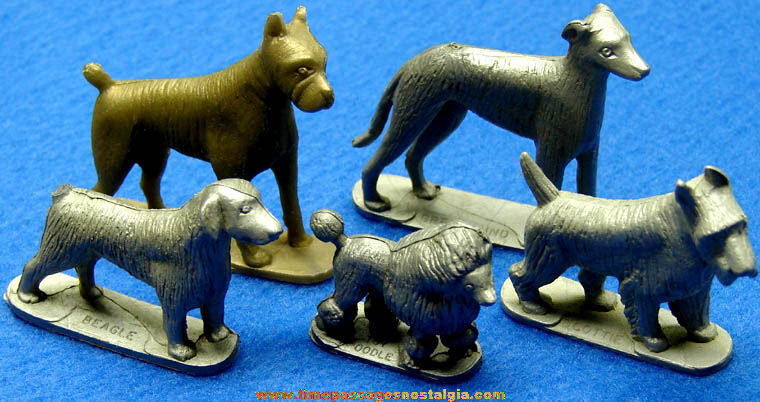 (5) Different 1950s Nabisco Cereal Prize Miniature Dog Figures