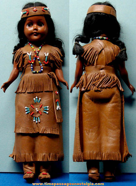 Old Native American Indian Squaw Doll in Costume