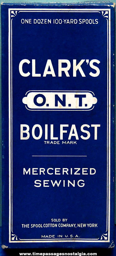 Old Clark’s O.N.T. Mercerized Sewing Thread Advertising Box