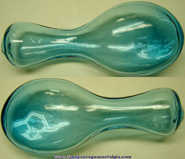 Old Hand Blown Blue Glass Sewing or Darning Tool