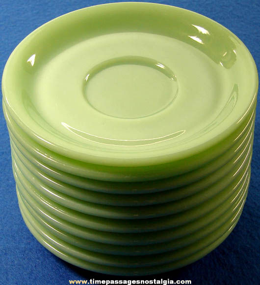 (10) Old Jadeite Green Fire King Oven Ware Saucer Plates
